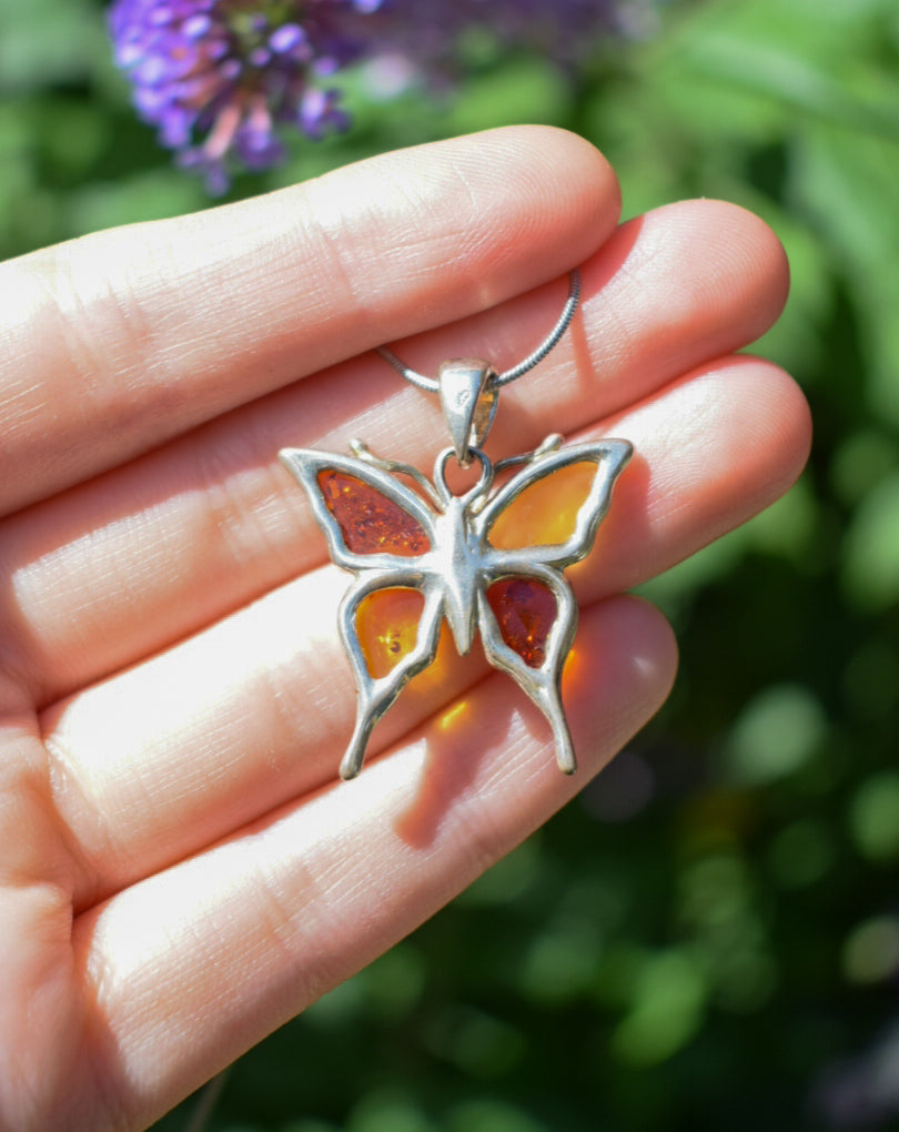 Amber Butterfly Necklace