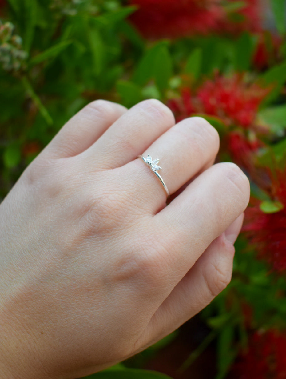 Silver Diamante Style Ring Size L