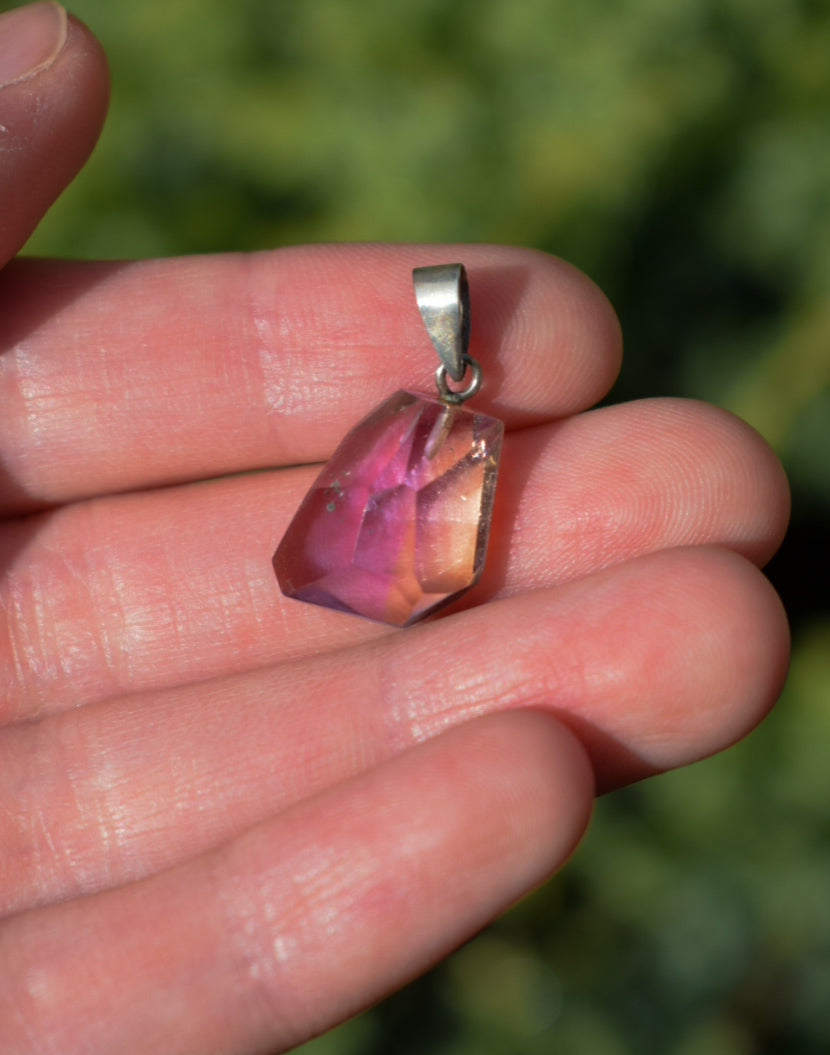 Purple and Yellow Silver Plated Pendant
