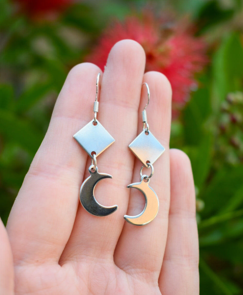 Diamond Shaped Moon Earrings