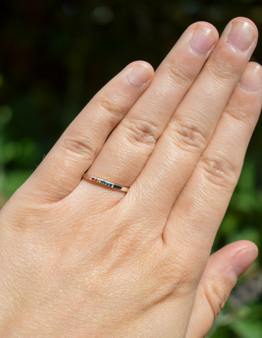 Silver Rainbow Ring Size L
