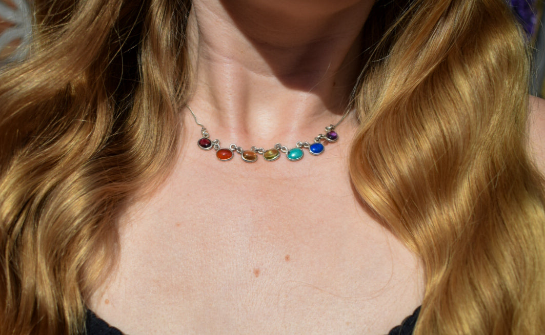 Whimsical Sterling Silver Rainbow Necklace