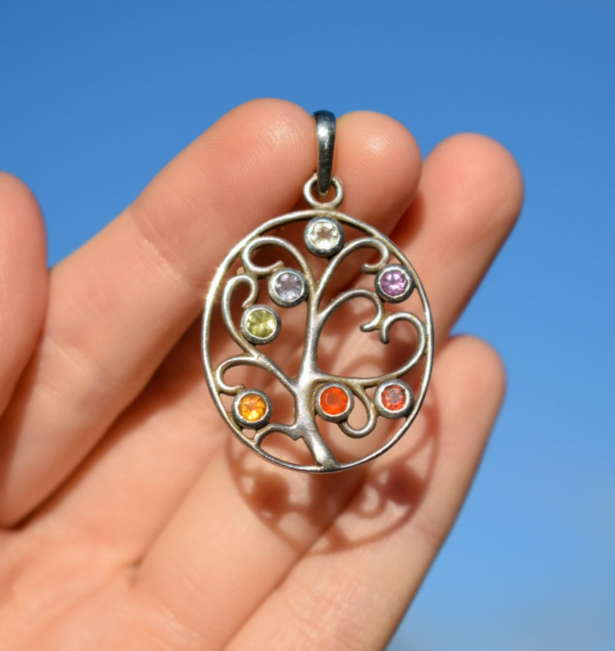 Multi-Gemstone Tree of Life Necklace