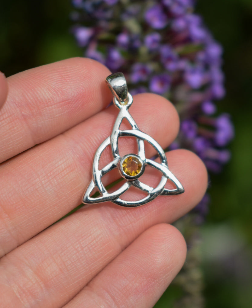 Citrine Trinity Knot Necklace