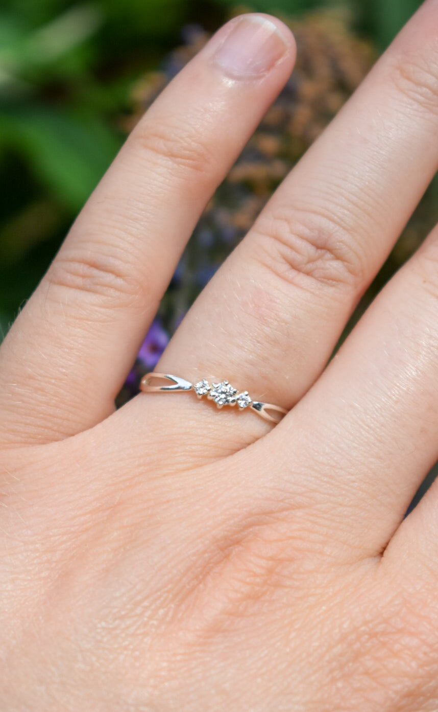 Silver Diamante Style Ring Size M