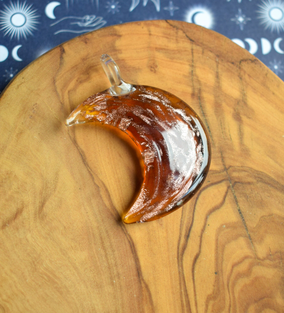 Glass Crescent Moon Pendant