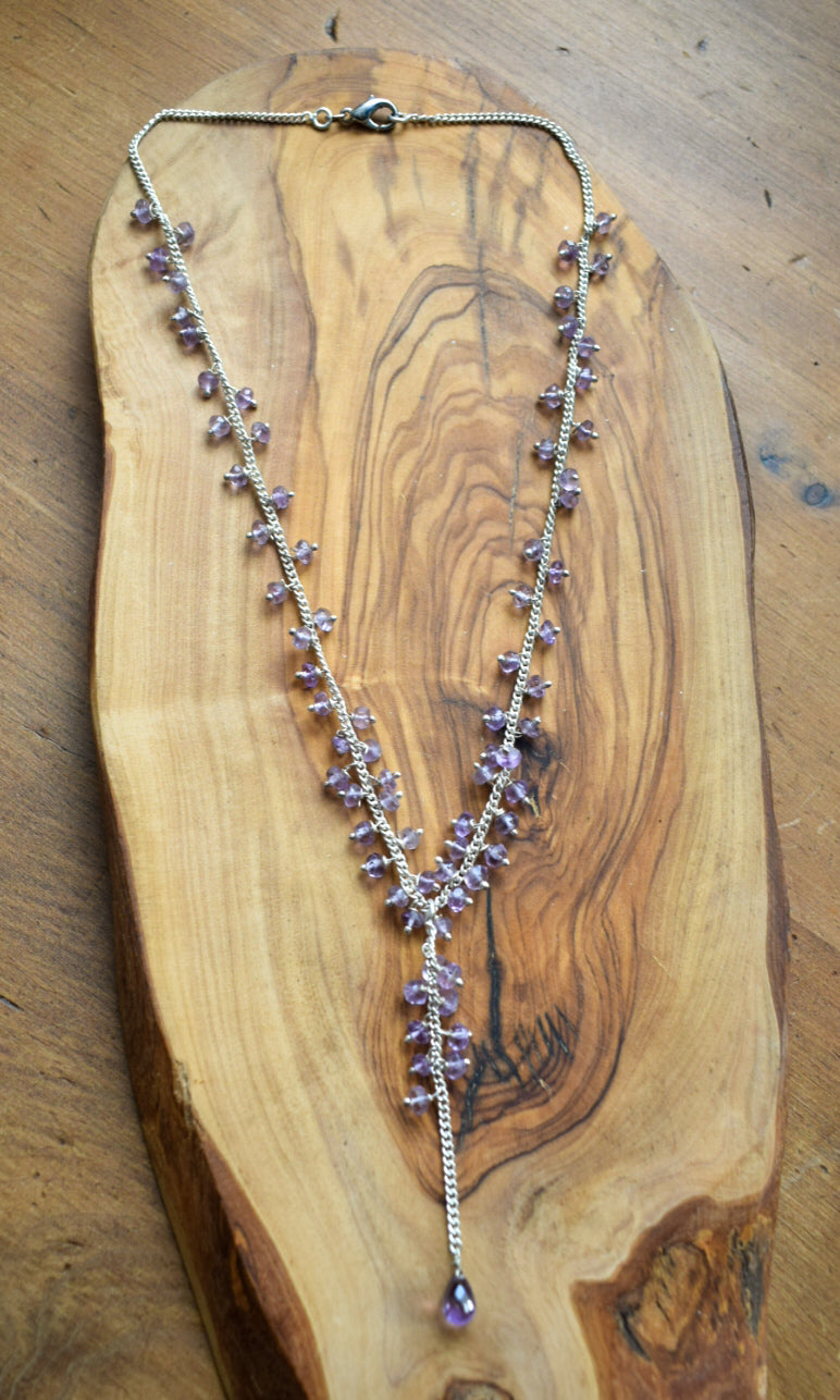 Silver Amethyst Bead Necklace