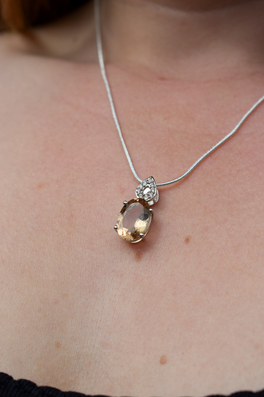 Diamanté Citrine Pendant