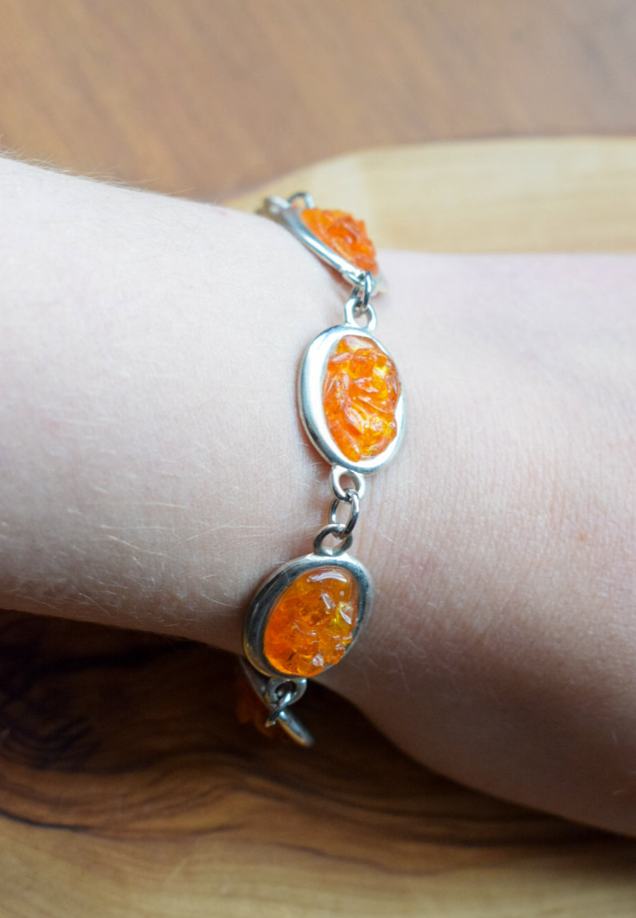 Silver Plated Amber Bracelet