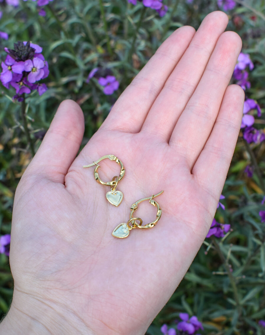 Small Gold Plated Heart Huggies