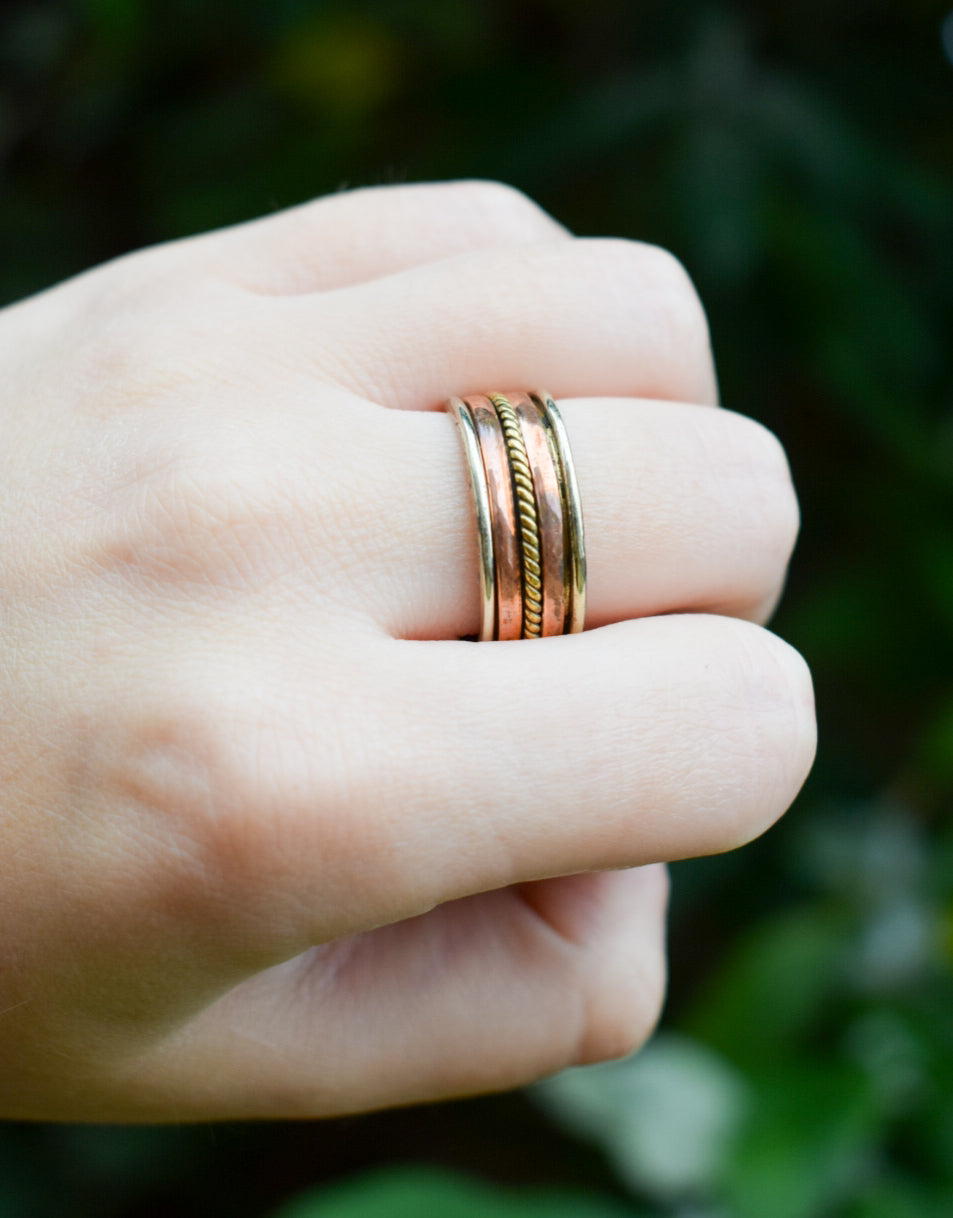 Brass and Silver Fidget Ring