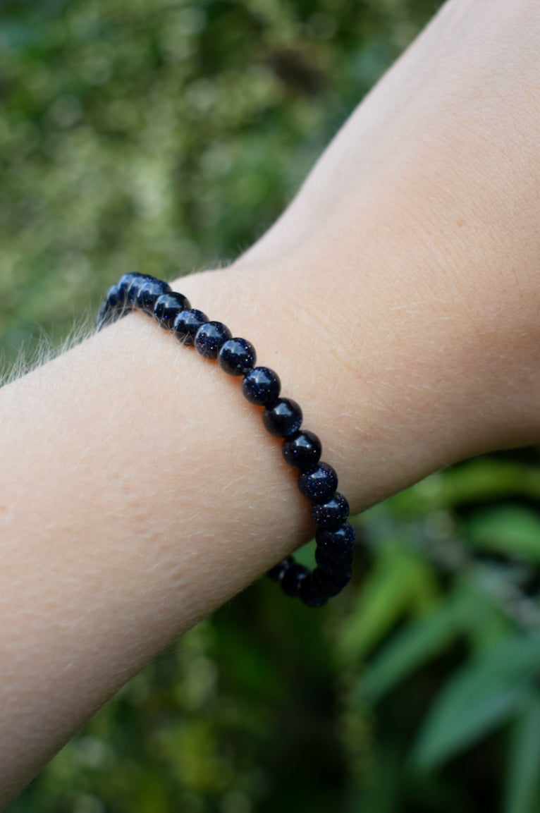 Stretchy Blue Goldstone Bracelet