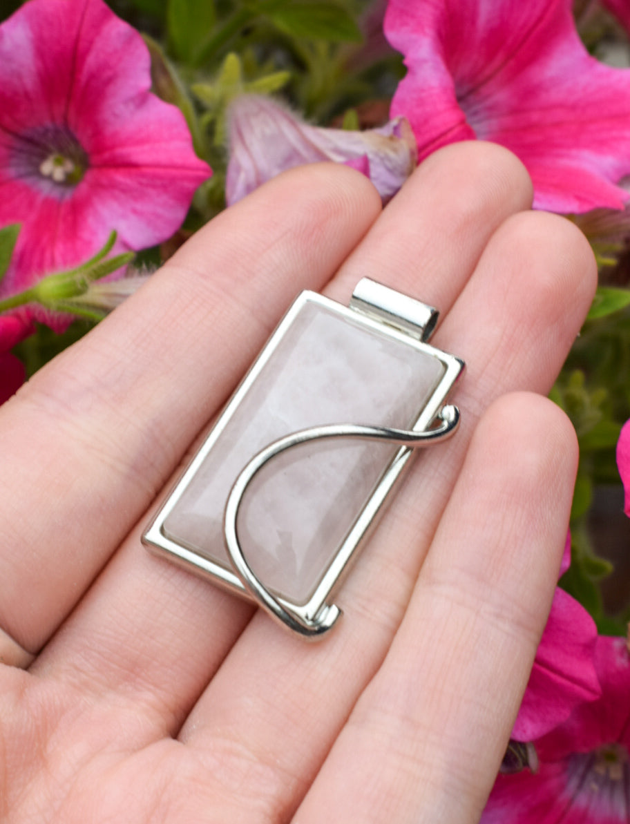 Stainless Steel Rose Quartz Necklace