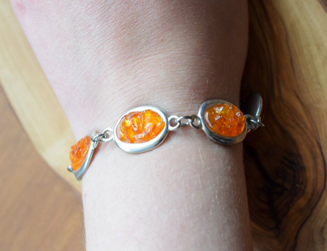 Silver Plated Amber Bracelet