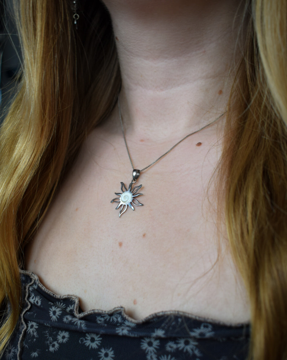 Sterling Silver Shell Sun Necklace