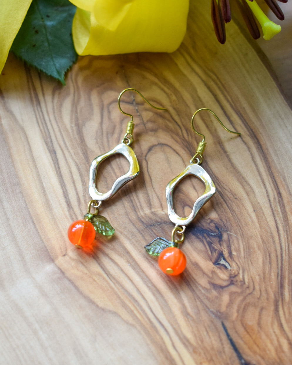 Gold Plated Orange Earrings