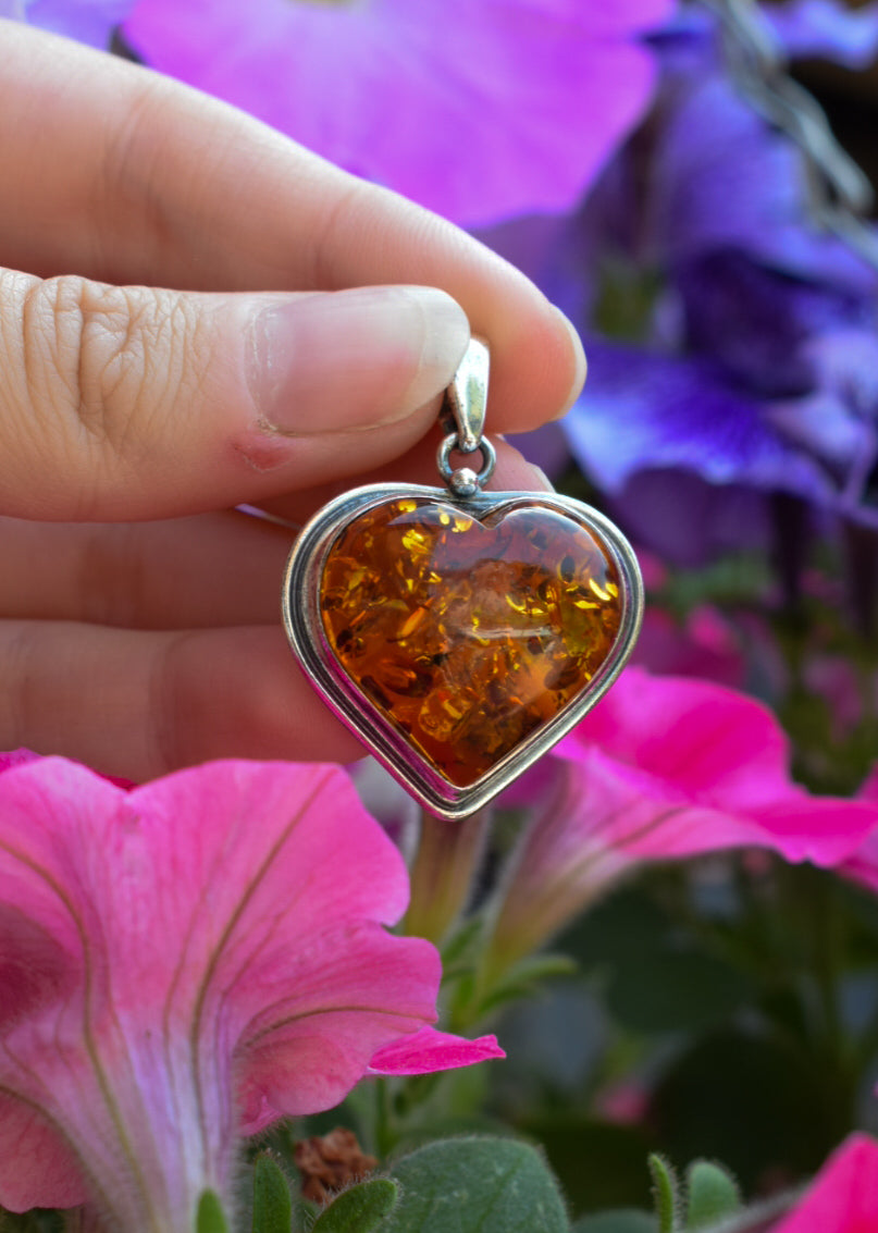 Silver Plated Faux Amber Necklace