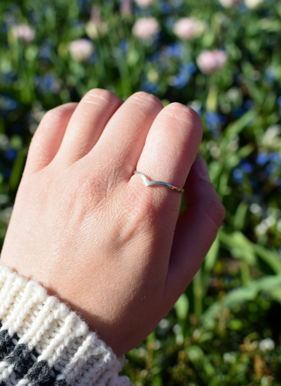 Sterling Silver Wavy Ring Size Q