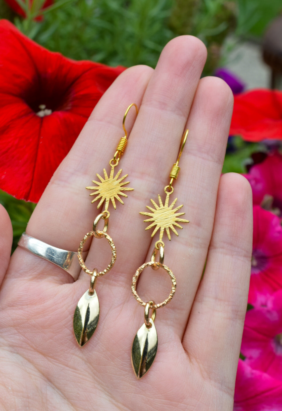 Gold Sun Leaf Earrings