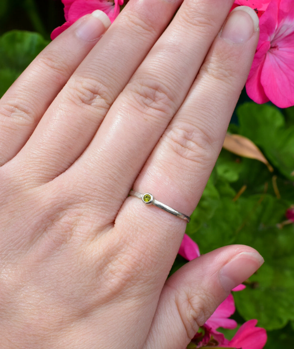 Green Stone Stacking Ring