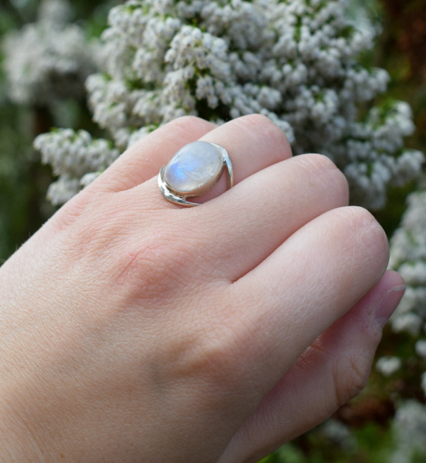 Sterling Silver Moonstone Ring Size K