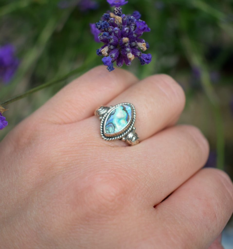 Abalone Shell Ring Size L