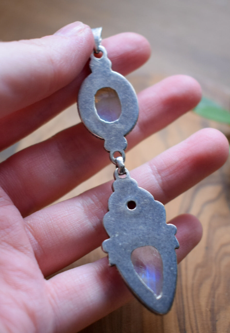 Large Moonstone and Garnet Necklace