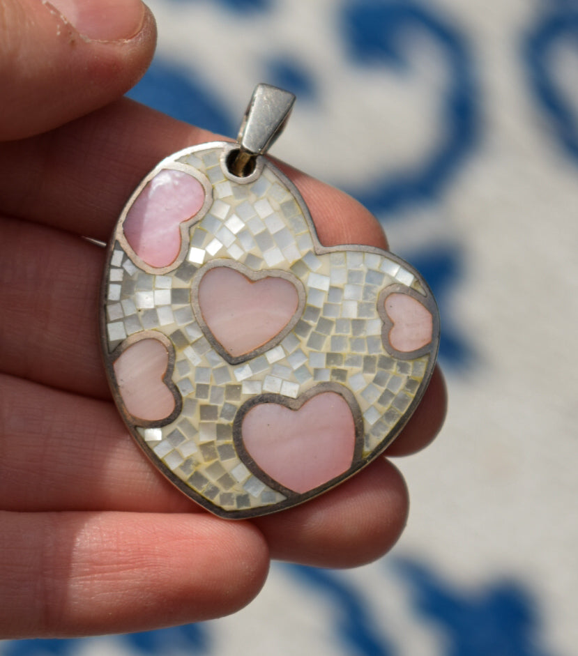 Pink Enamel Heart Necklace