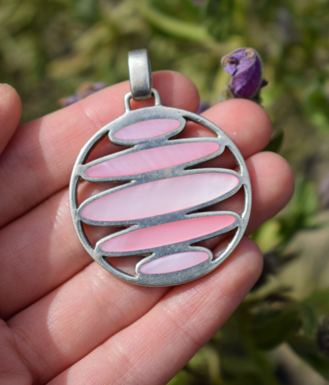 Pink Enamel Pendant Necklace