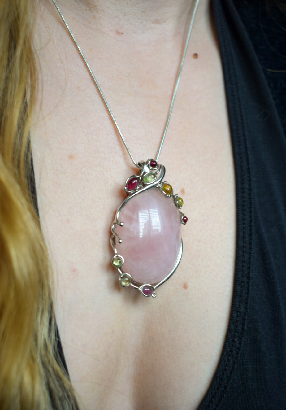 Large Rose Quartz Necklace