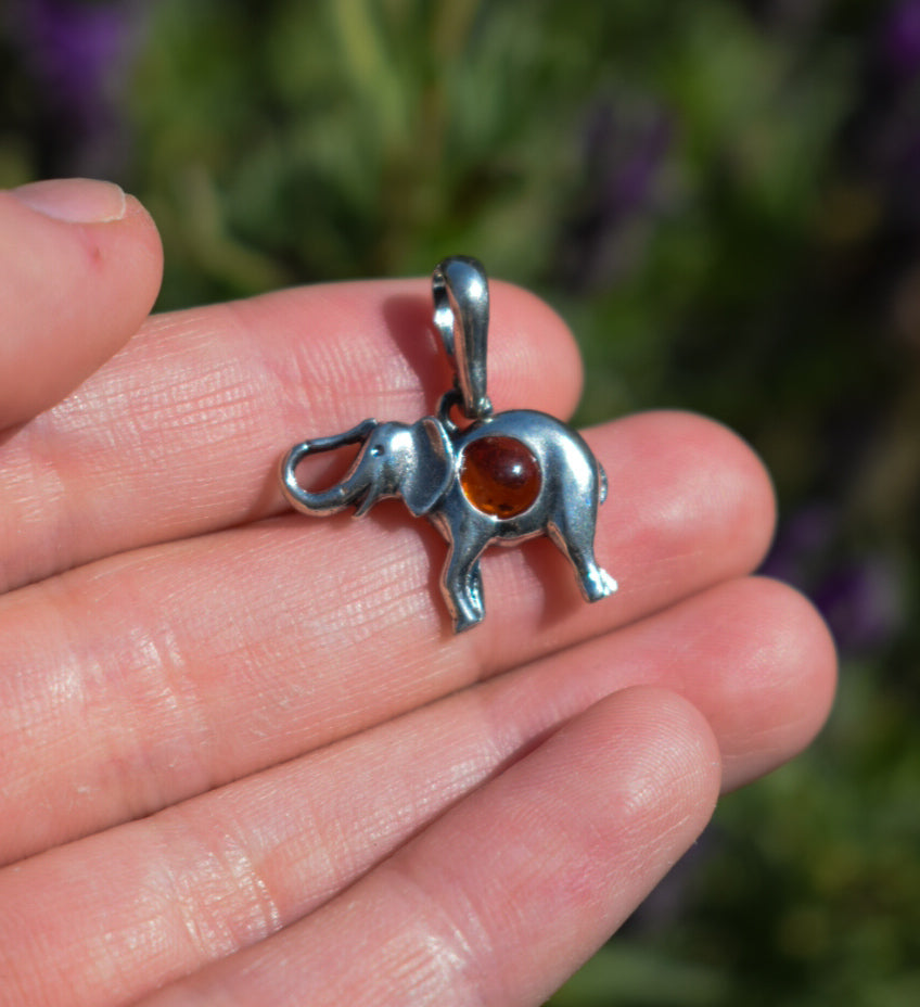 Amber Elephant Necklace