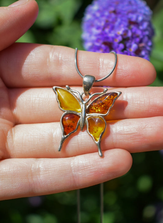 Amber Butterfly Necklace