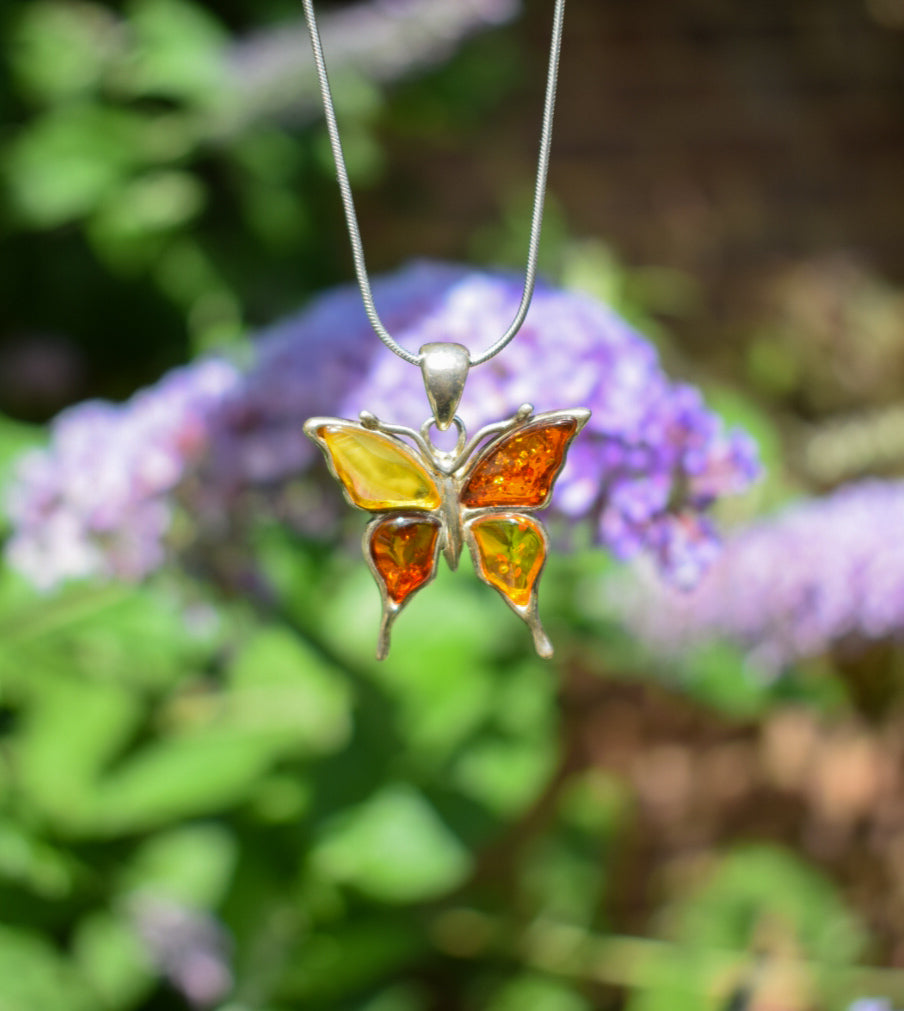 Amber Butterfly Necklace