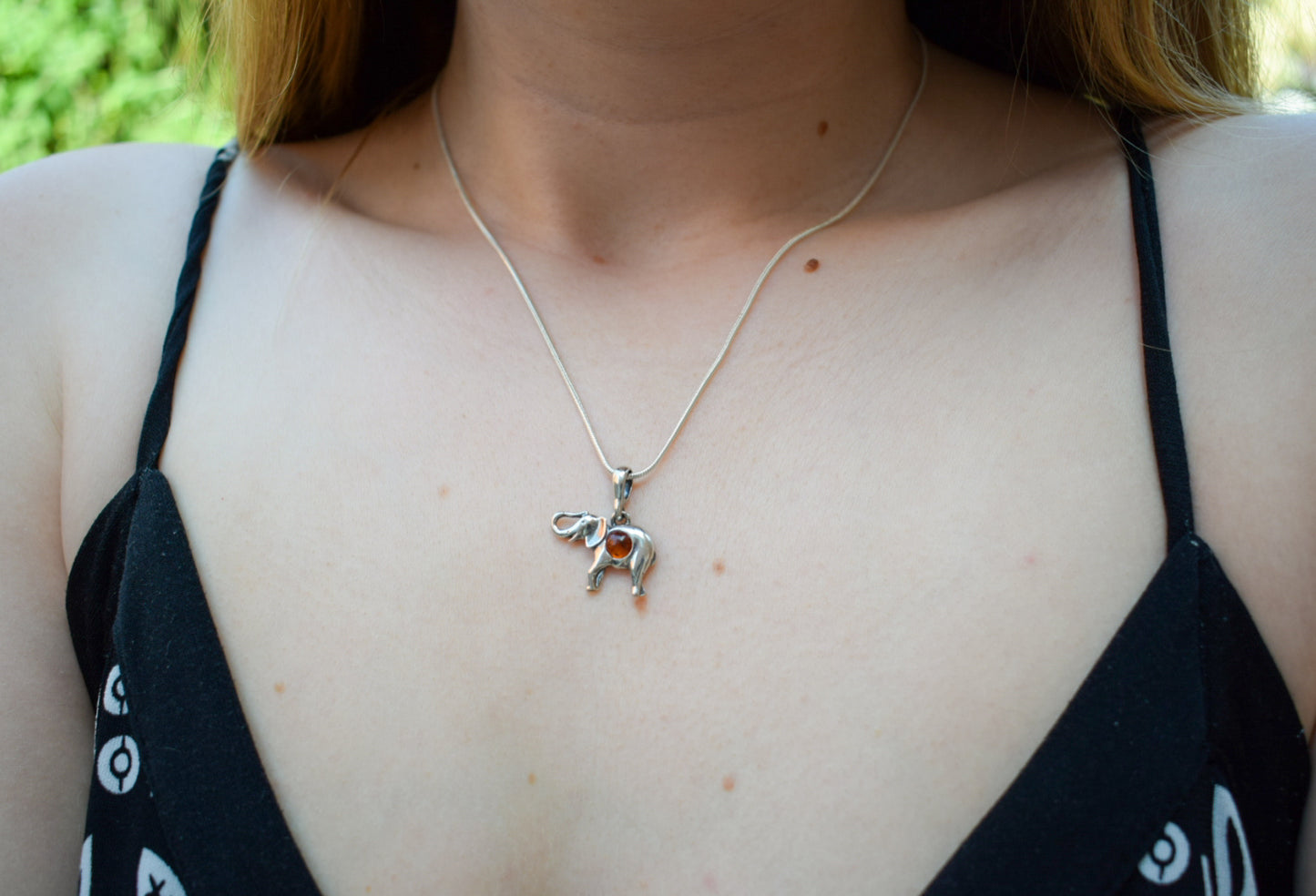Amber Elephant Necklace