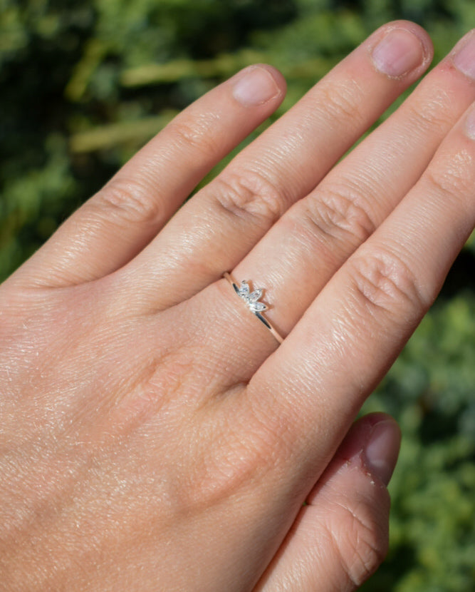 Silver Diamante Style Ring Size L