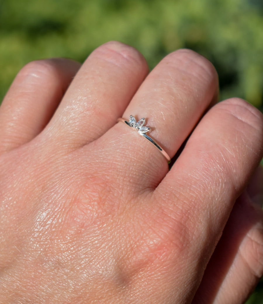 Silver Diamante Style Ring Size L