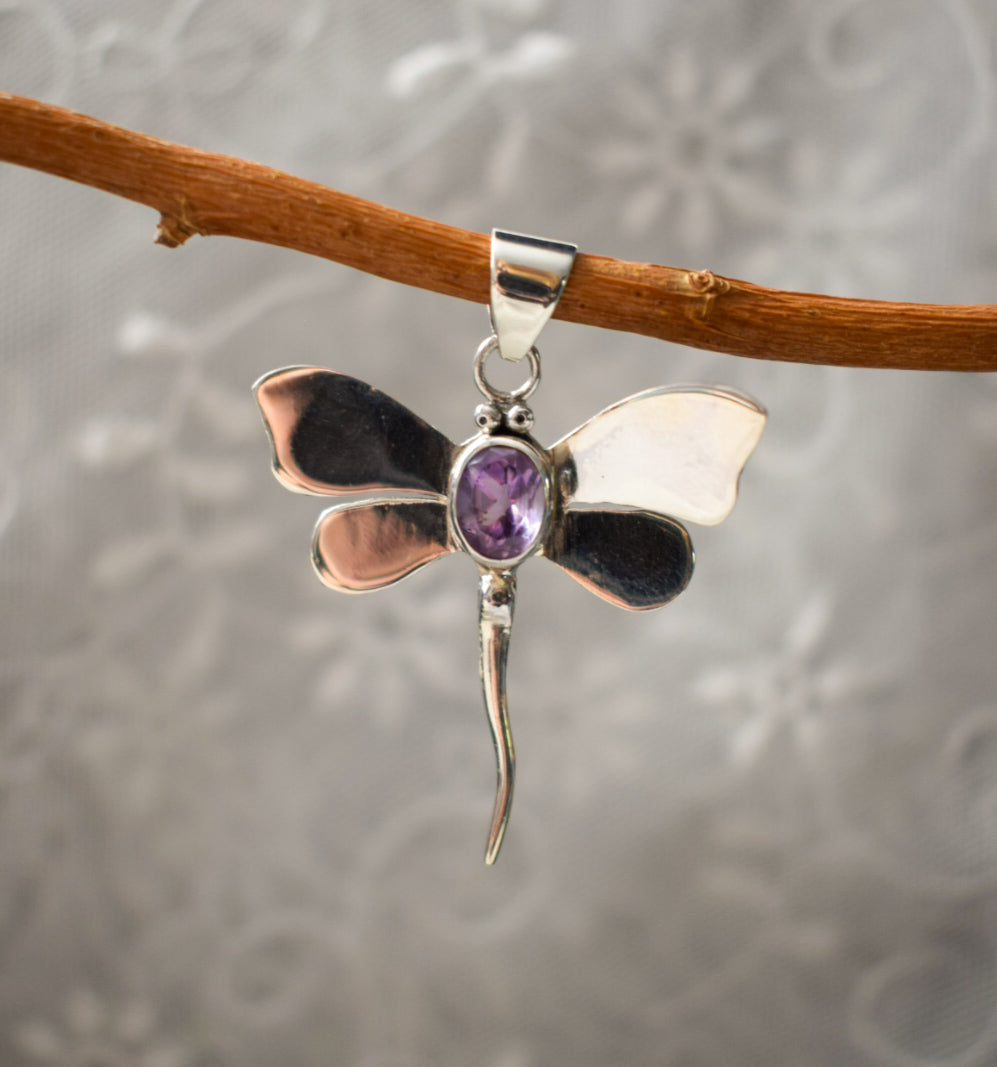Amethyst Dragonfly Necklace