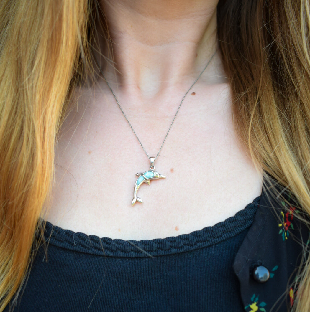 Larimar Dolphin Necklace