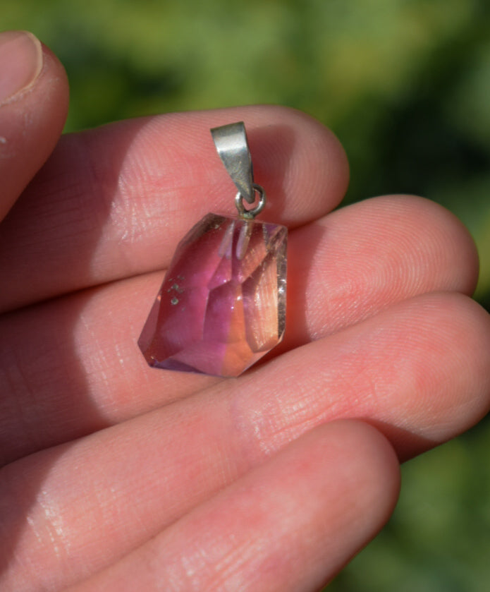 Purple and Yellow Silver Plated Pendant