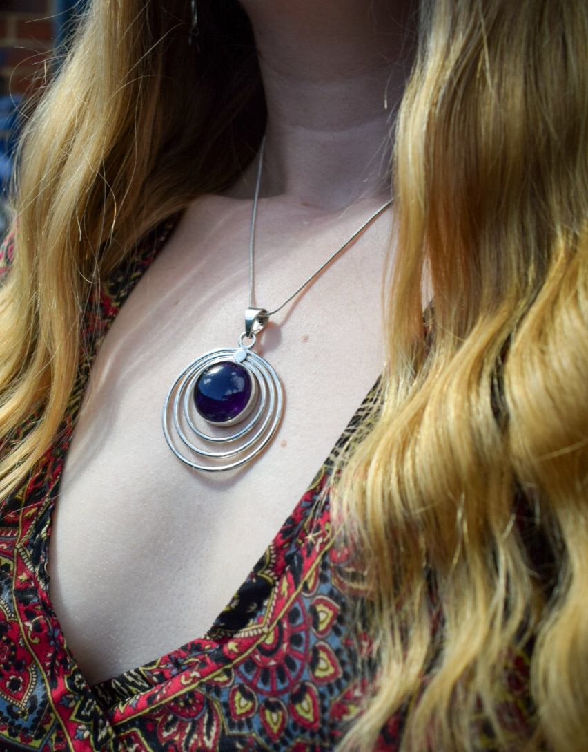 Round Amethyst Necklace