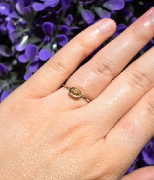 Sterling Silver Citrine Ring Size i