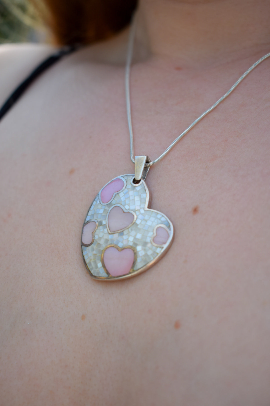 Pink Enamel Heart Necklace