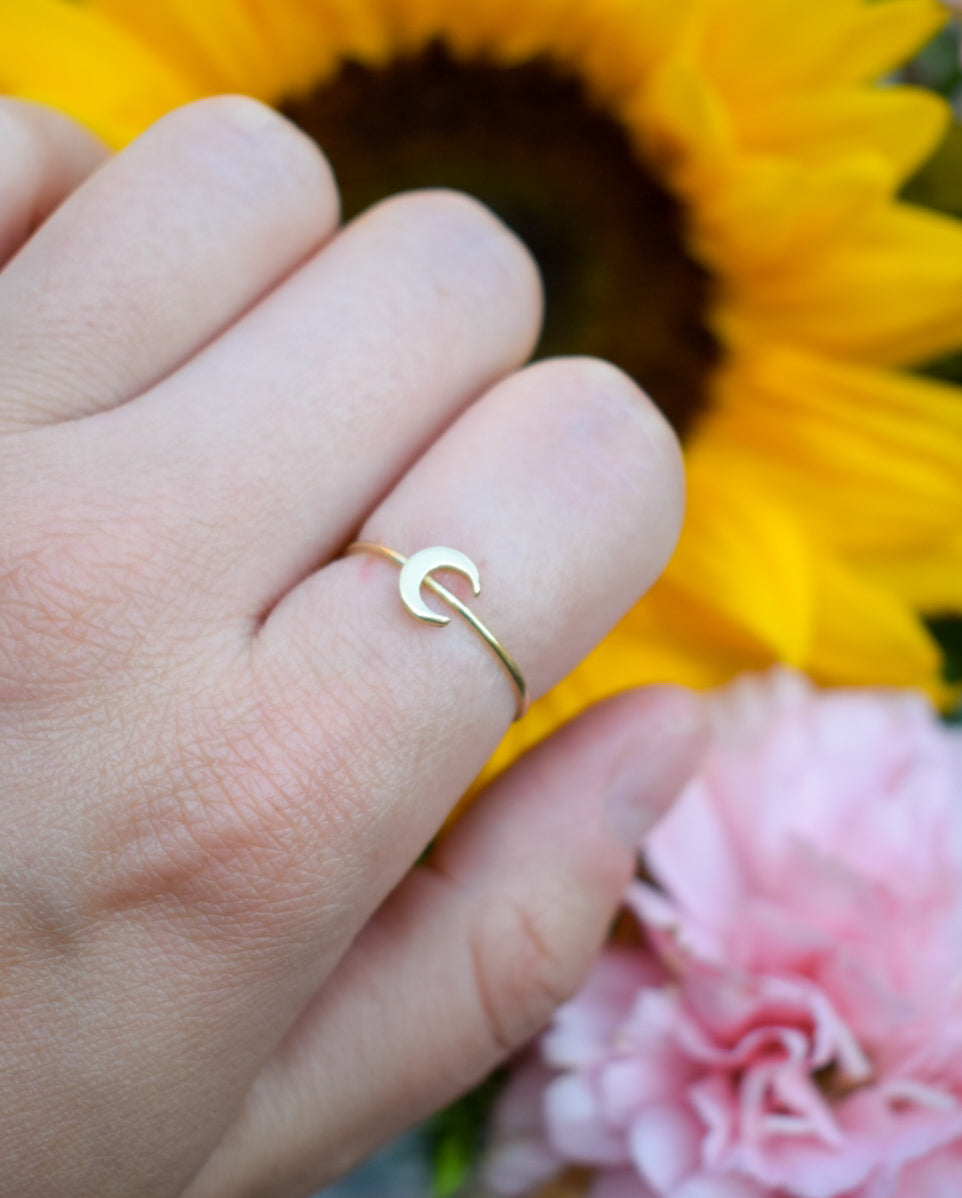 Gold Plated Moon Ring Size N
