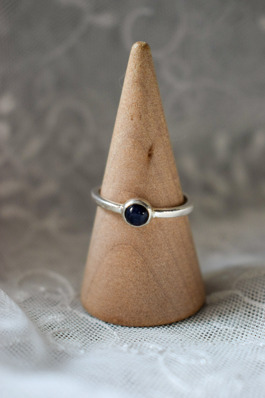 Sterling Silver Navy Stone Ring Size L