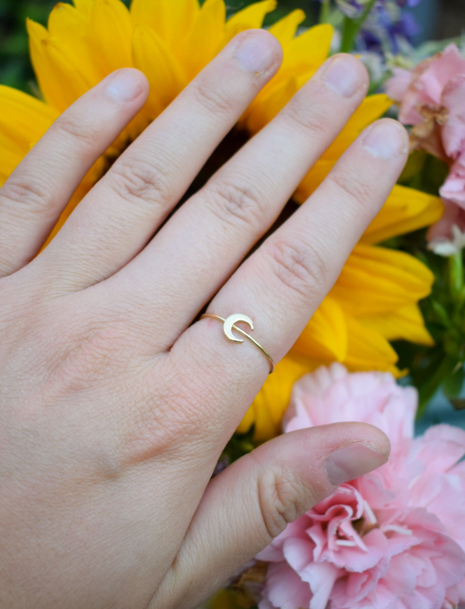 Gold Plated Moon Ring Size N