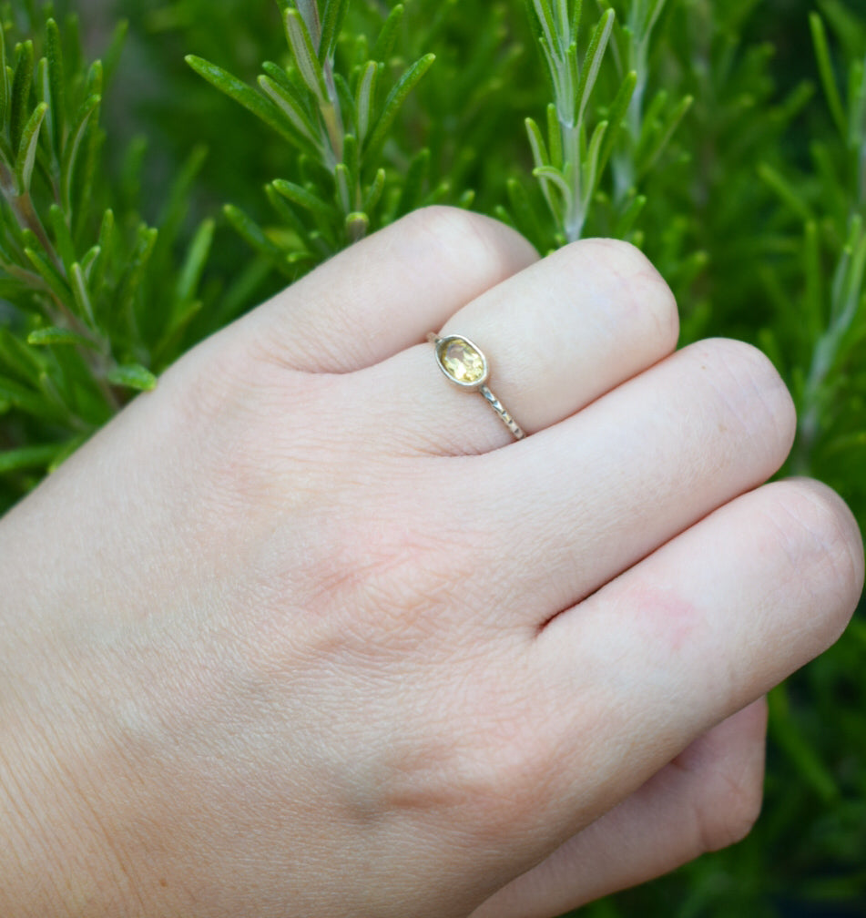 Sterling Silver Citrine Ring Size i