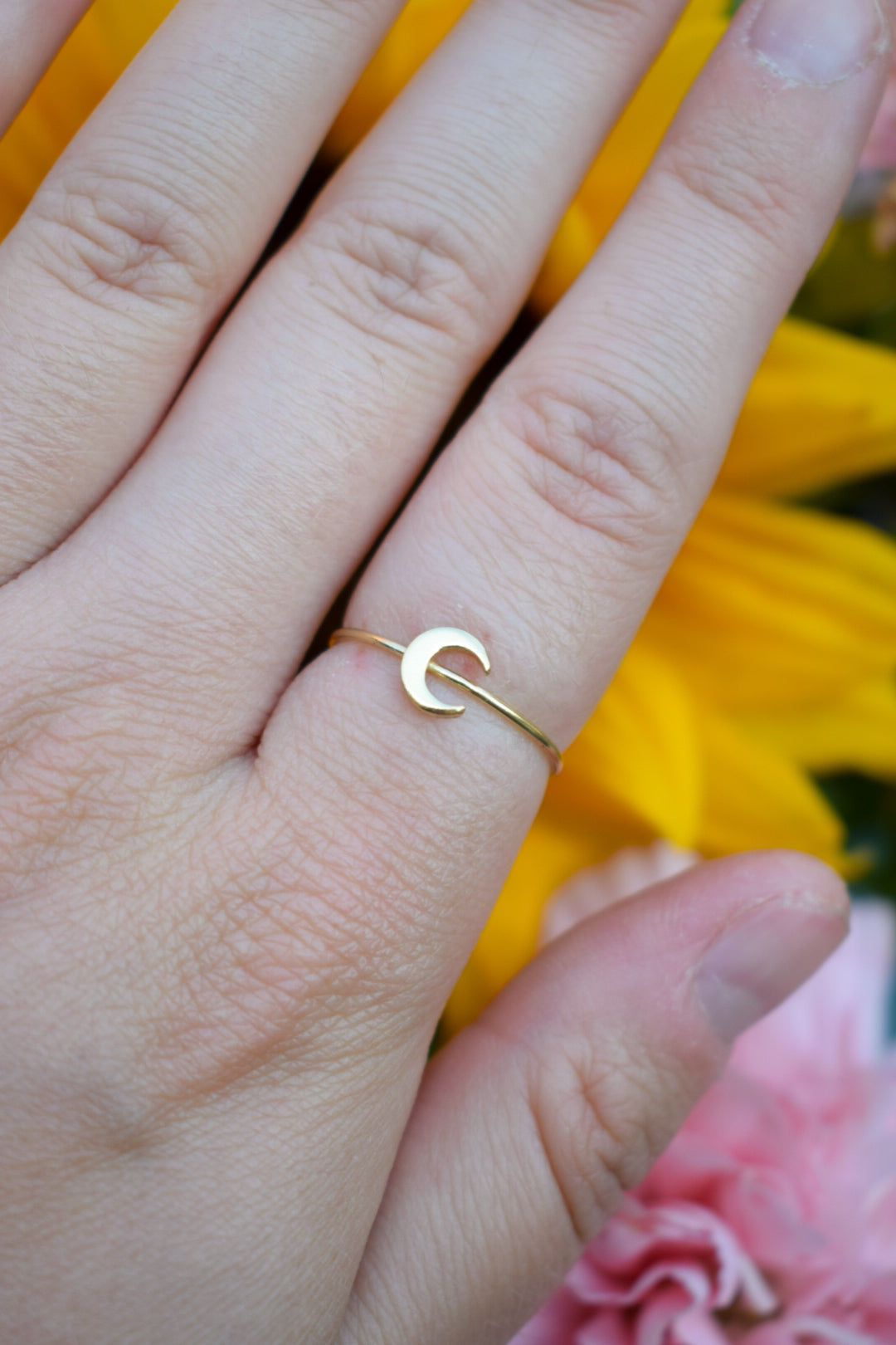 Gold Plated Moon Ring Size N