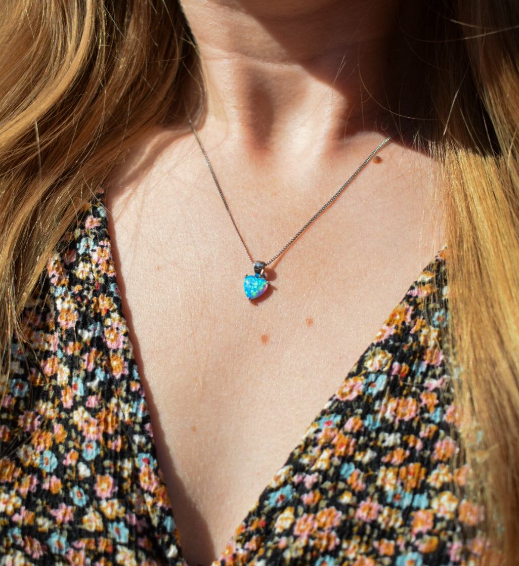 Fire Opal Heart Necklace