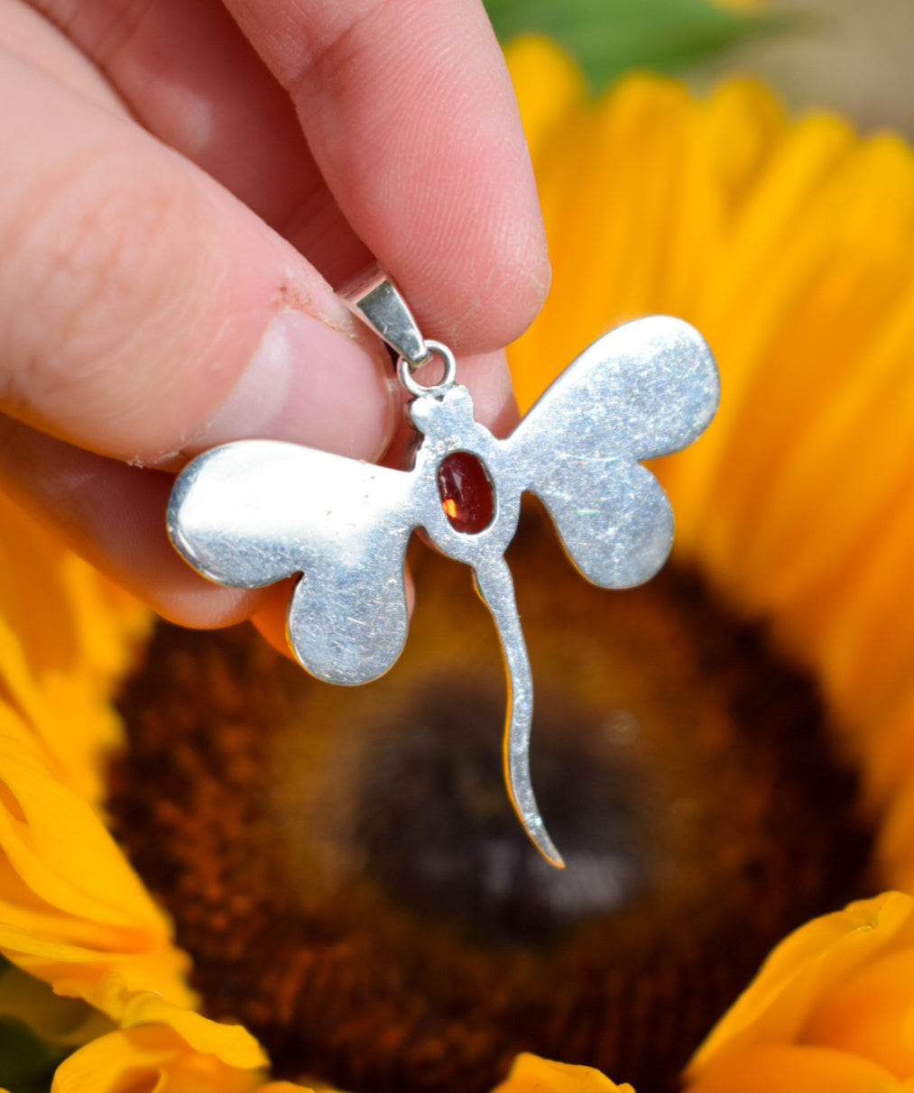 Garnet Dragonfly Necklace