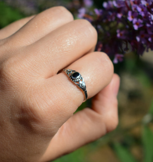 Sterling Silver Black Enamel Ring